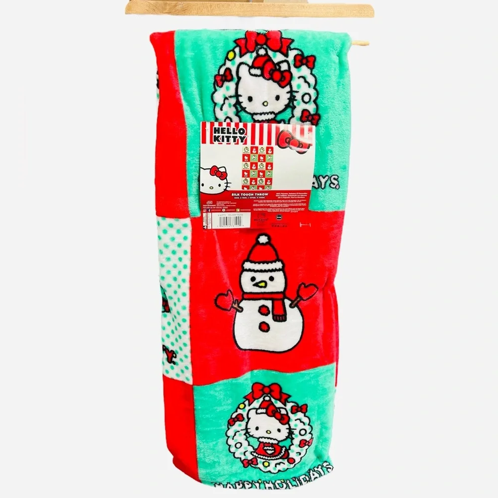 Hello Kitty Sanrio Christmas Holiday Hugs Silk Touch Throw Blanket 50”x70”